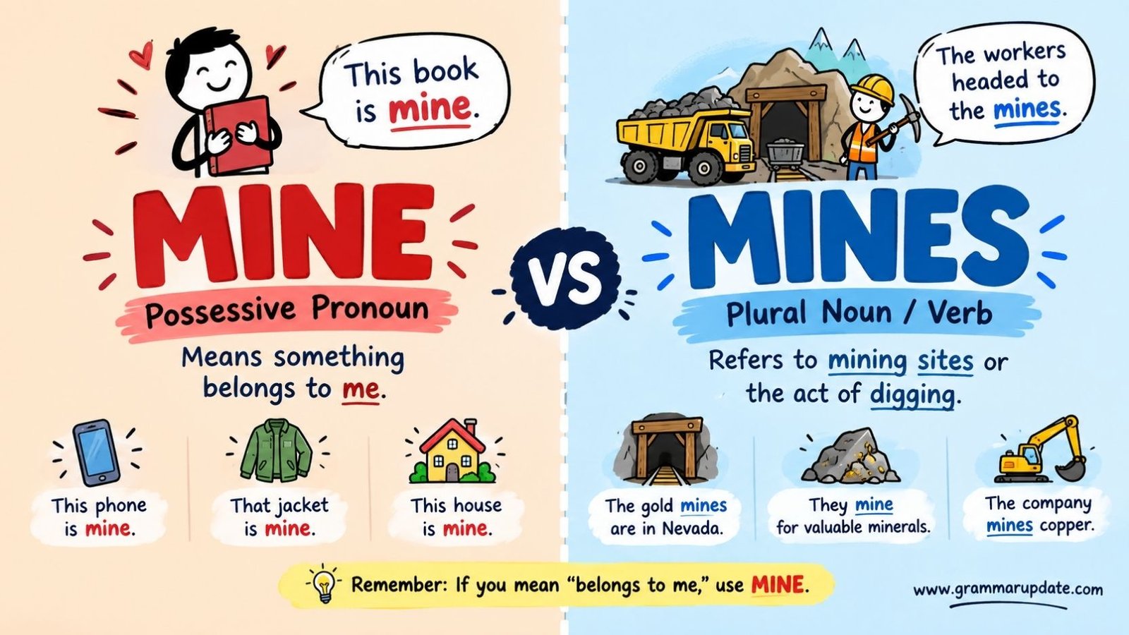 Mines Vs Mine: What Is The Real Difference And How Do You Use Each One Correctly?